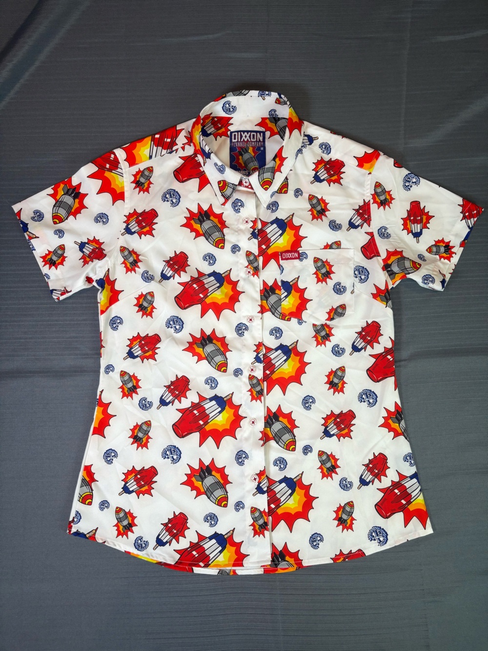 Dixxon Bombs Away Party Shirt Rockets Graphic Button Up Mens M